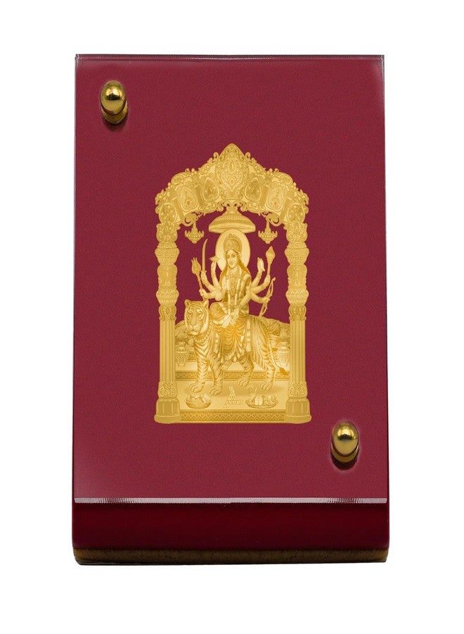 DIVINITI 24K Gold Plated Durga Mata Frame for Car Dashboard Home Decor Table Office MDF 1B Royal Car Frame with 24K Gold Plated Foil Religious for Puja Festival Gift (5.5 CM x 6.5 CM) - Image 1